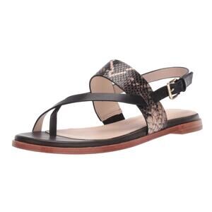 Cole Haan Women's Anica Thong Embossed Snake Print Leather Sandal Flat 8.5
